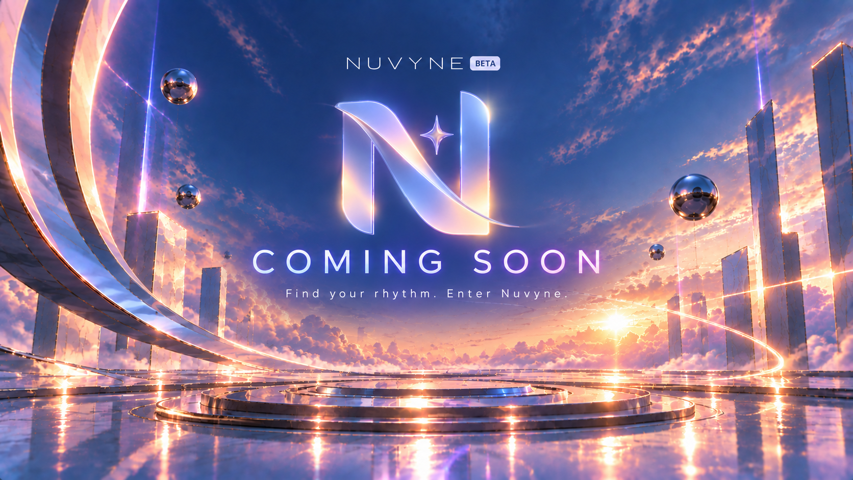 Nuvyne Beta. Coming Soon. Find your rhythm. Enter Nuvyne.